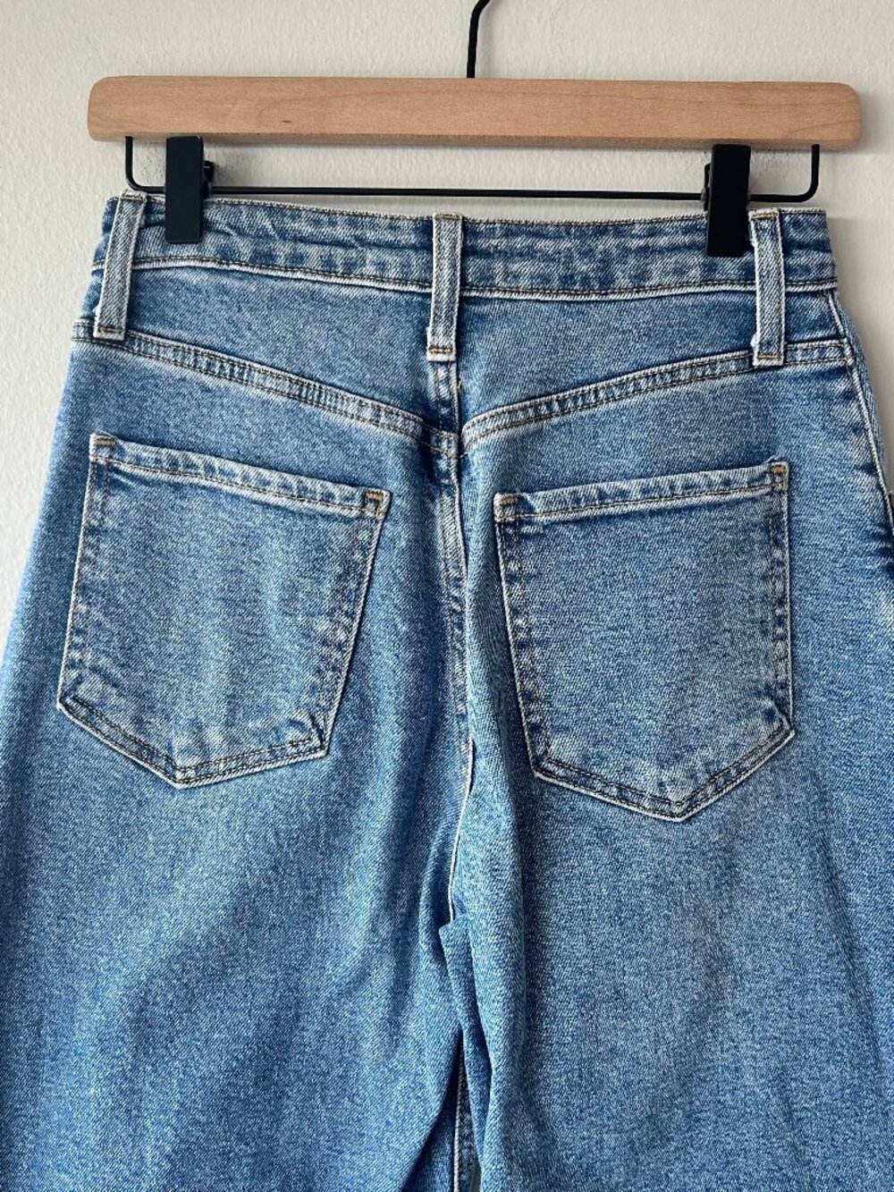 Just Black Denim Seamed Barrel Jeans High Rise Raw Hem Medium Wash Size 24 - Picture 5 of 11